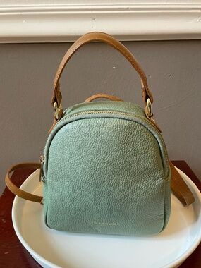 Divina Firenze Sage Green small genuine leather convertible crossbody backpack